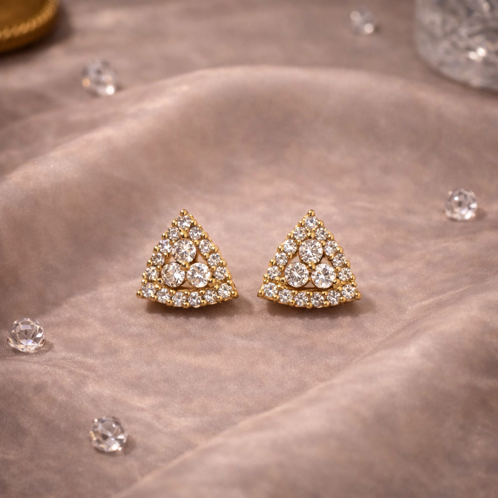 Trinity Sparkle Triangle Stud Earrings