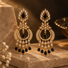 Noor Black Chandbali Earrings