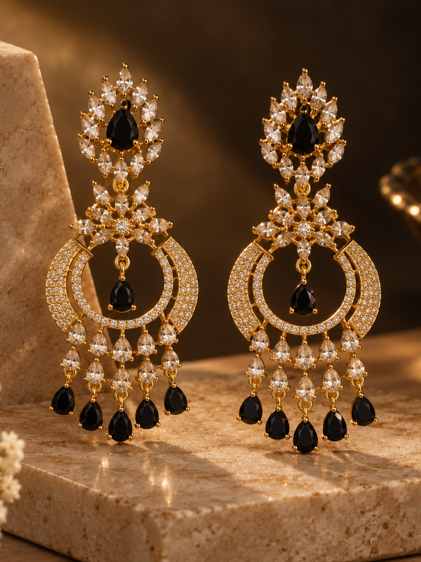 Noor Black Chandbali Earrings
