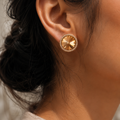 Champagne Halo Stud Earrings