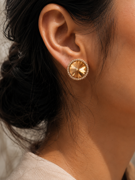 Champagne Halo Stud Earrings