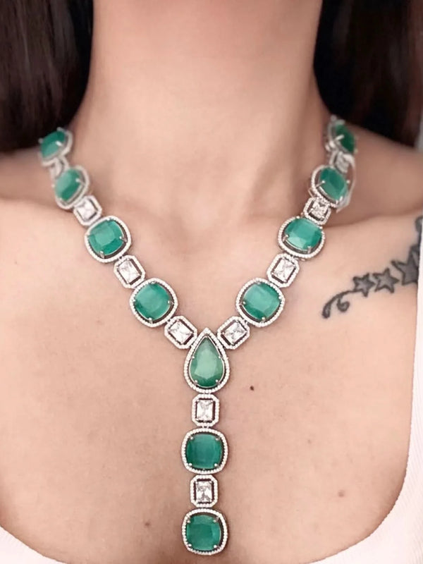 Aqua Glint Diamond Necklace Set