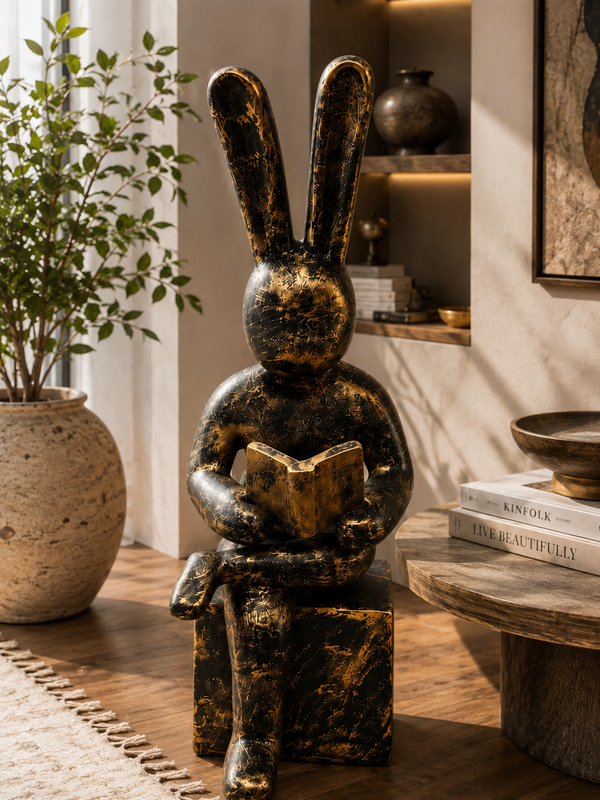 The Quiet Reader Rabbit Sculpture