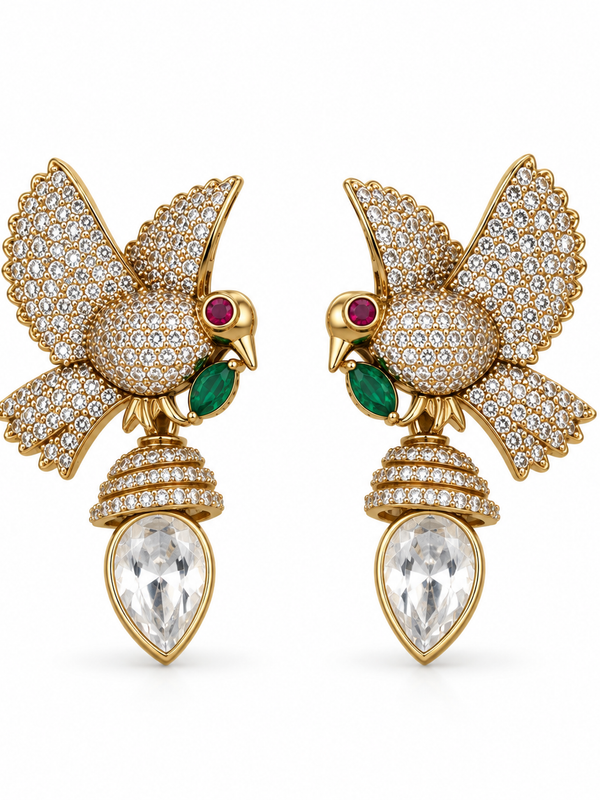 Bulbul Emerald Pearl Necklace & Earrings Set