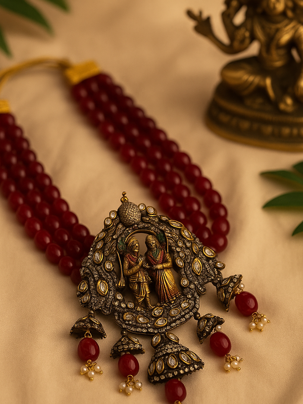 Temple Heritage Ruby & Pearl Necklace Set