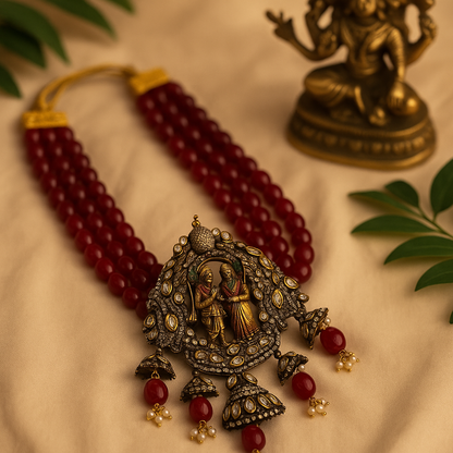 Temple Heritage Ruby & Pearl Necklace Set