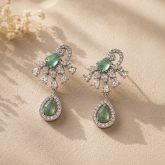 Evara Mint Crystal Drop Earrings