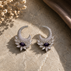 Noor Amethyst Crescent Earrings