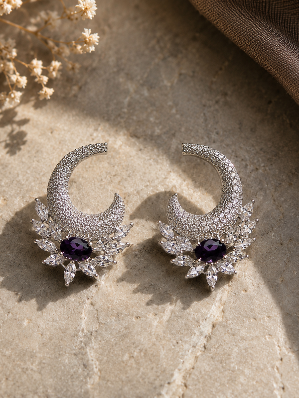 Noor Amethyst Crescent Earrings