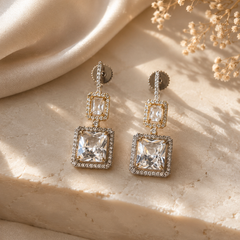 Veyra Crystal Square Drop Earrings