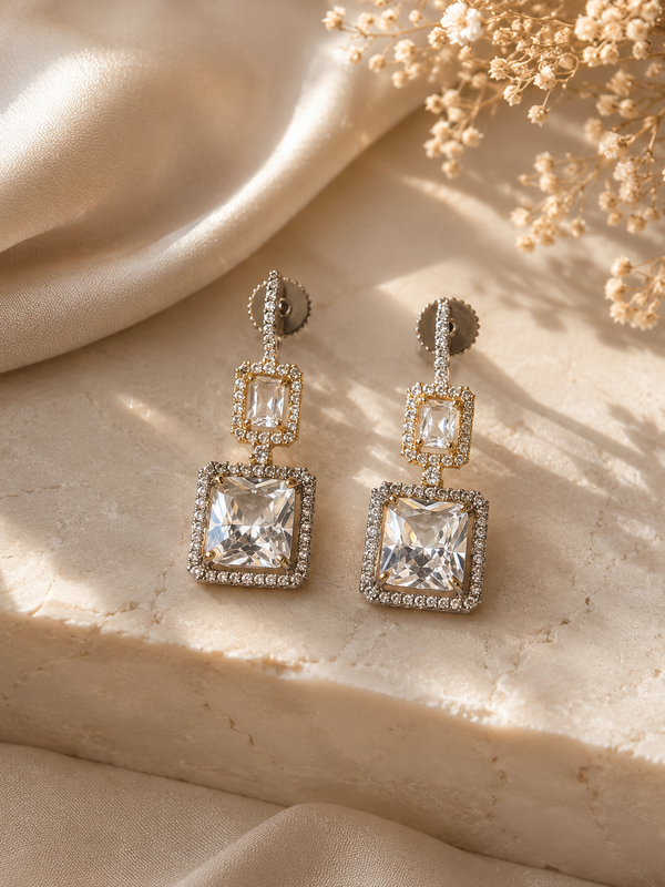 Veyra Crystal Square Drop Earrings