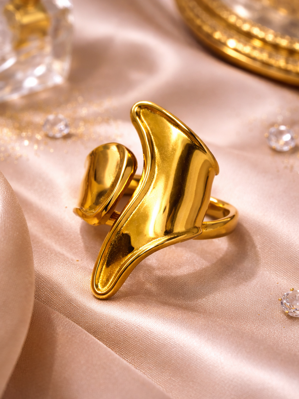 Aurora Sculpted Gold-Plated Statement Ring