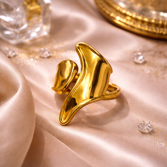 Aurora Sculpted Gold-Plated Statement Ring