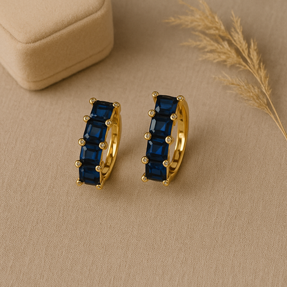 Noor Sapphire Gold Hoops