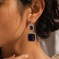 Amara Amethyst Geometric Drop Earrings