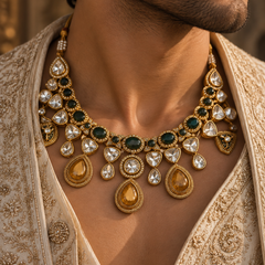 Zayaan Emerald Kundan Men’s Necklace