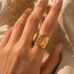 Rosé Hammered Statement Ring
