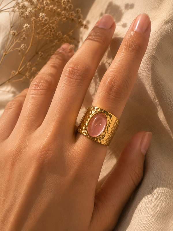Rosé Hammered Statement Ring