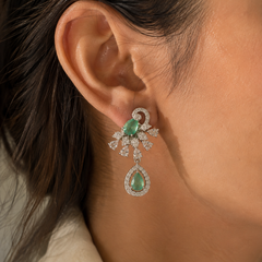 Evara Mint Crystal Drop Earrings