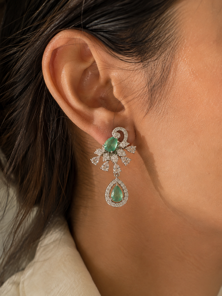 Evara Mint Crystal Drop Earrings