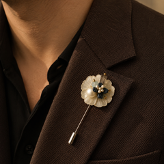 Celeste Floral Pearl Lapel Pin