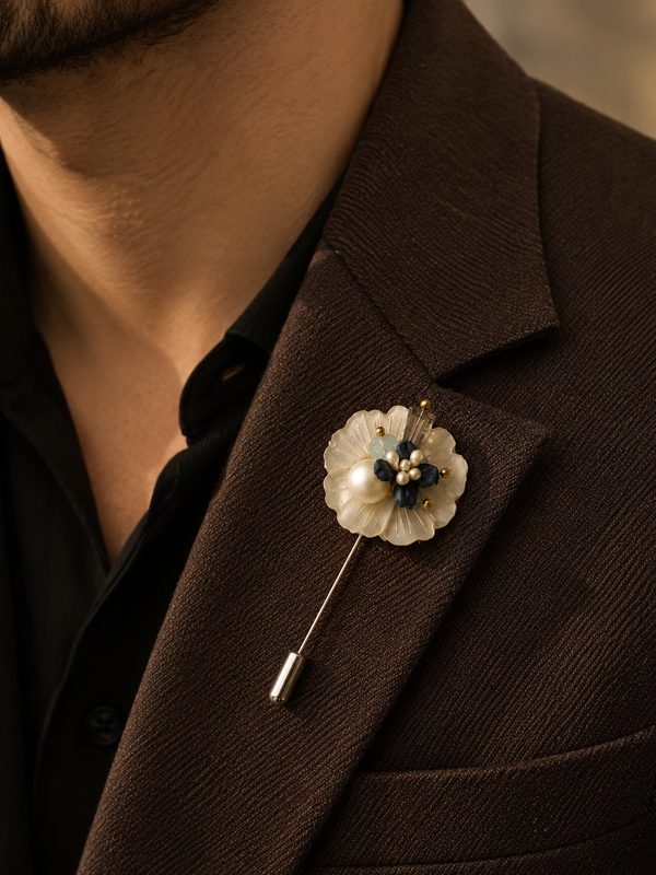 Celeste Floral Pearl Lapel Pin