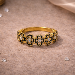 Noir Blossom Enamel Ring