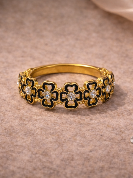 Noir Blossom Enamel Ring