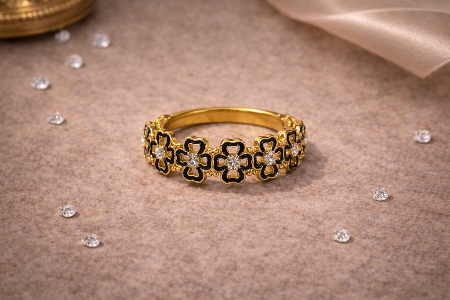 Noir Blossom Enamel Ring