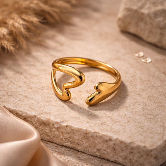 Luna Heart Open Gold-Plated Ring
