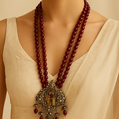Temple Heritage Ruby & Pearl Necklace Set