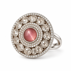 Gulabi Polki Medallion Statement Ring