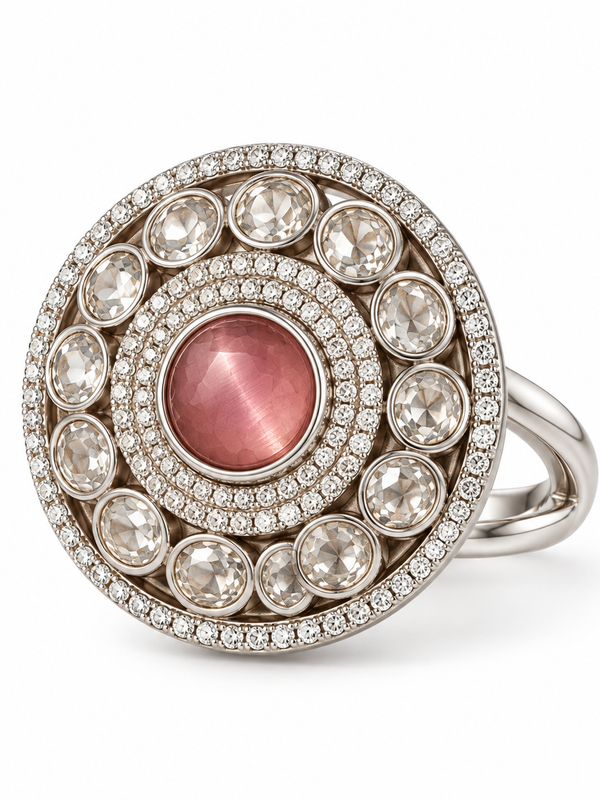 Gulabi Polki Medallion Statement Ring