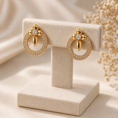 Fleur Pavé Circle Stud Earrings