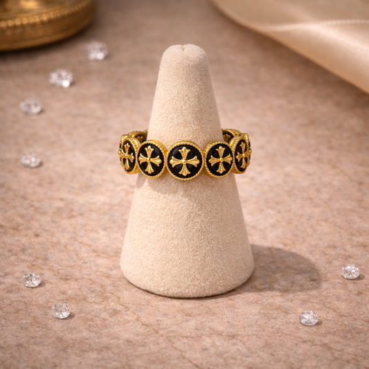 Midnight Clover Enamel Ring