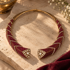 Mehrunisa Ruby Cascade Necklace & Earrings Set