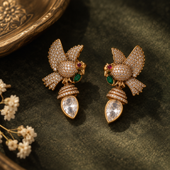Bulbul Emerald Pearl Necklace & Earrings Set