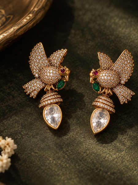 Bulbul Emerald Pearl Necklace & Earrings Set