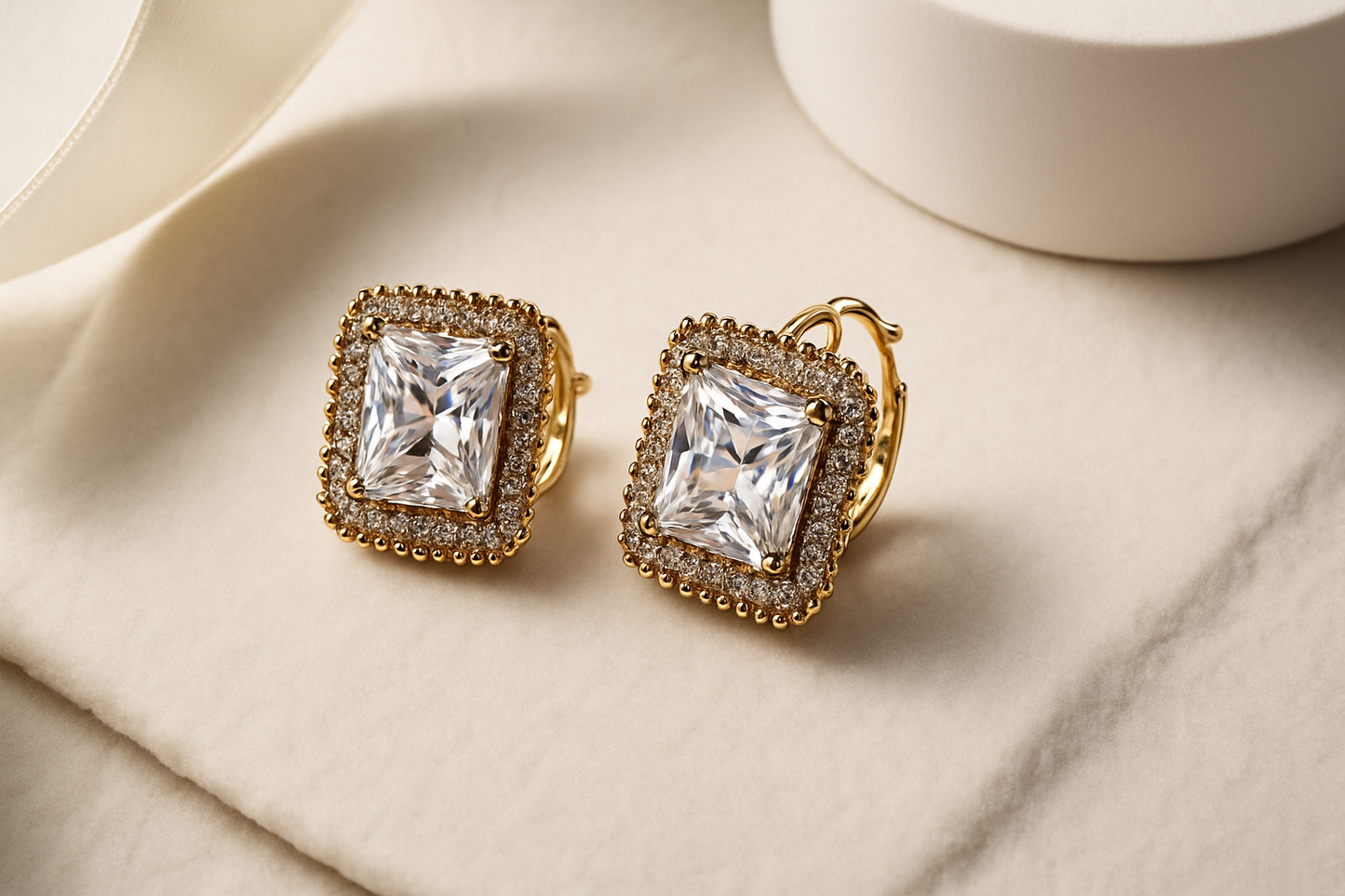 Regalia Square Solitaire Earrings