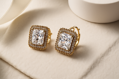 Regalia Square Solitaire Earrings