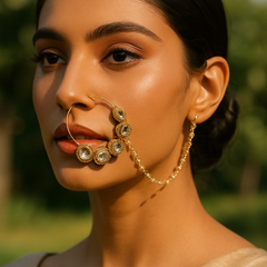 Statement Kundan Bridal Nath with Chain