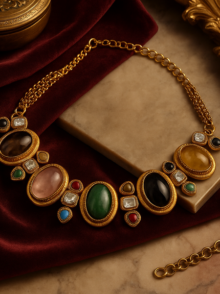 Polki Multistone Necklace Set