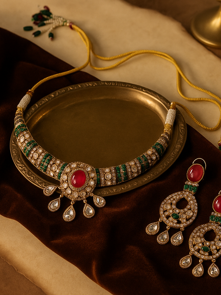 Ruby Emerald Choker Set