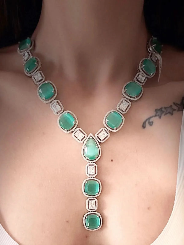 Aqua Glint Diamond Necklace Set