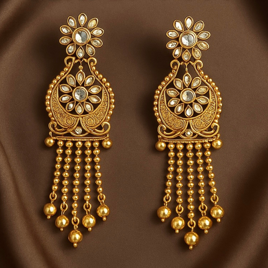 Aabroo Gold Kundan Earrings