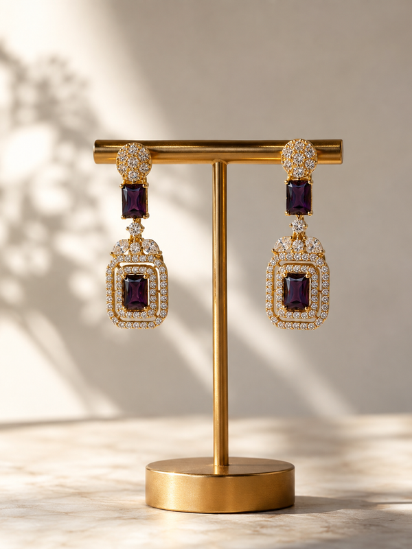 Amethyst Deco Drop Earrings
