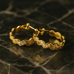 Zigzag Gold Hoop Earrings