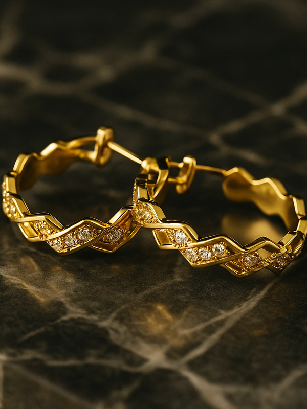 Zigzag Gold Hoop Earrings