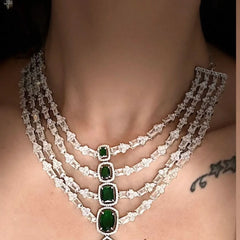 Emerald Cascade Diamond Necklace Set