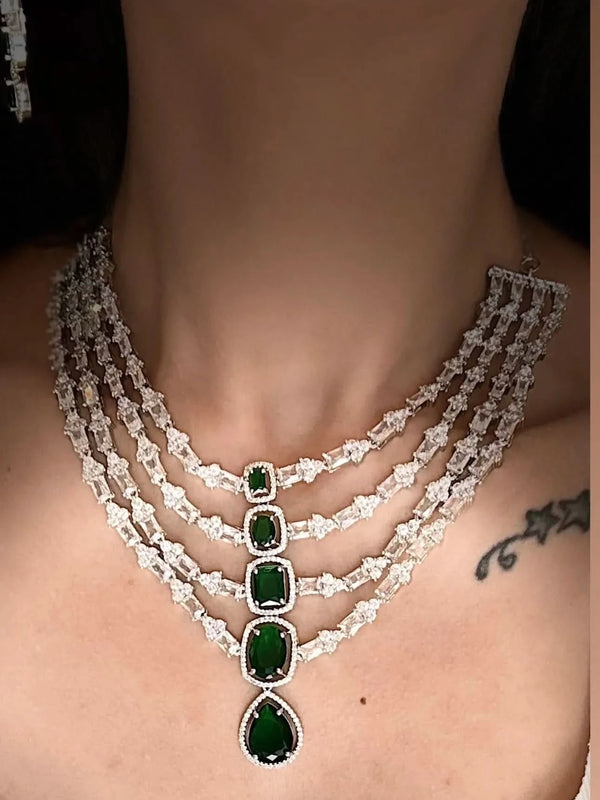 Emerald Cascade Diamond Necklace Set